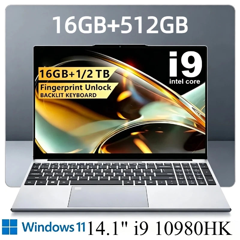 14.1 Inch Intel Core i9 10980HK Windows 11 Pro Laptop 32GB DDR4 2TB SSD Gaming Office PC Gamer Portable Notebook Computer Max