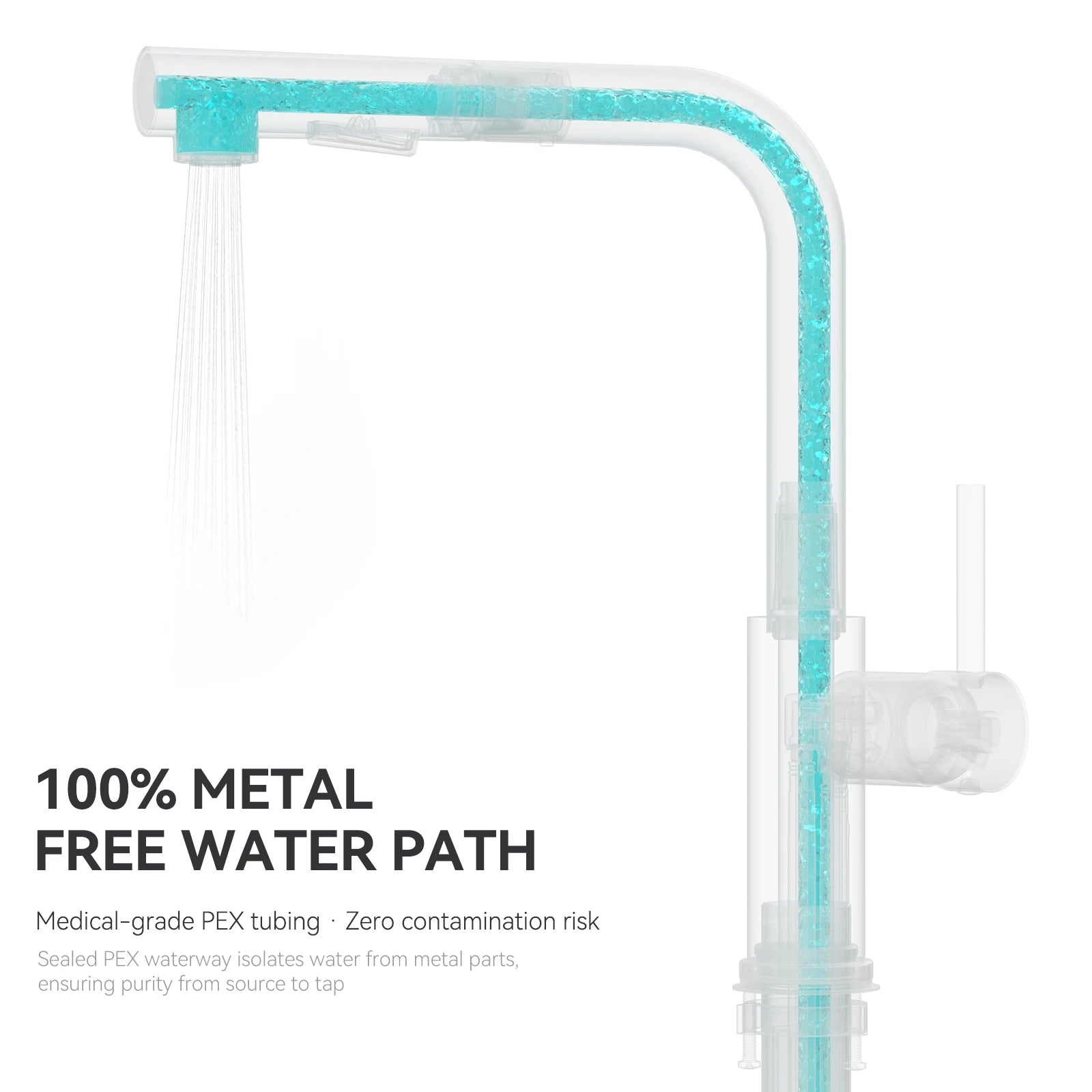 Kitchen faucet with pull-out shower, 2 jets, 360° swiveling pull-out shower, brushed kitchen mixer
