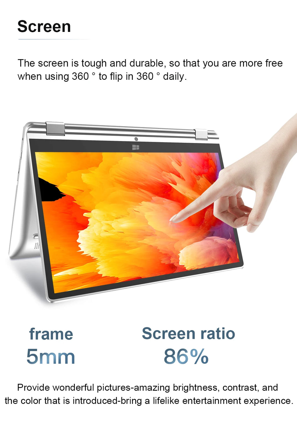 11.6 inch  2 in 1 Touch Screen Notebook Intel Core i7-8500Y Windows 11 Pro Tablet PC Computers 8GB RAM 512GB SSD Study Laptop