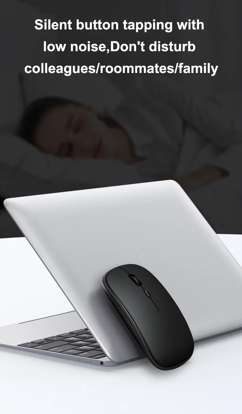 Wireless Mouse with 2.4G Bluetooth-compatible Dual Modes, 1600 DPI Adjustable, Silent Clicking, Portable Ergonomic Laptop Mouse