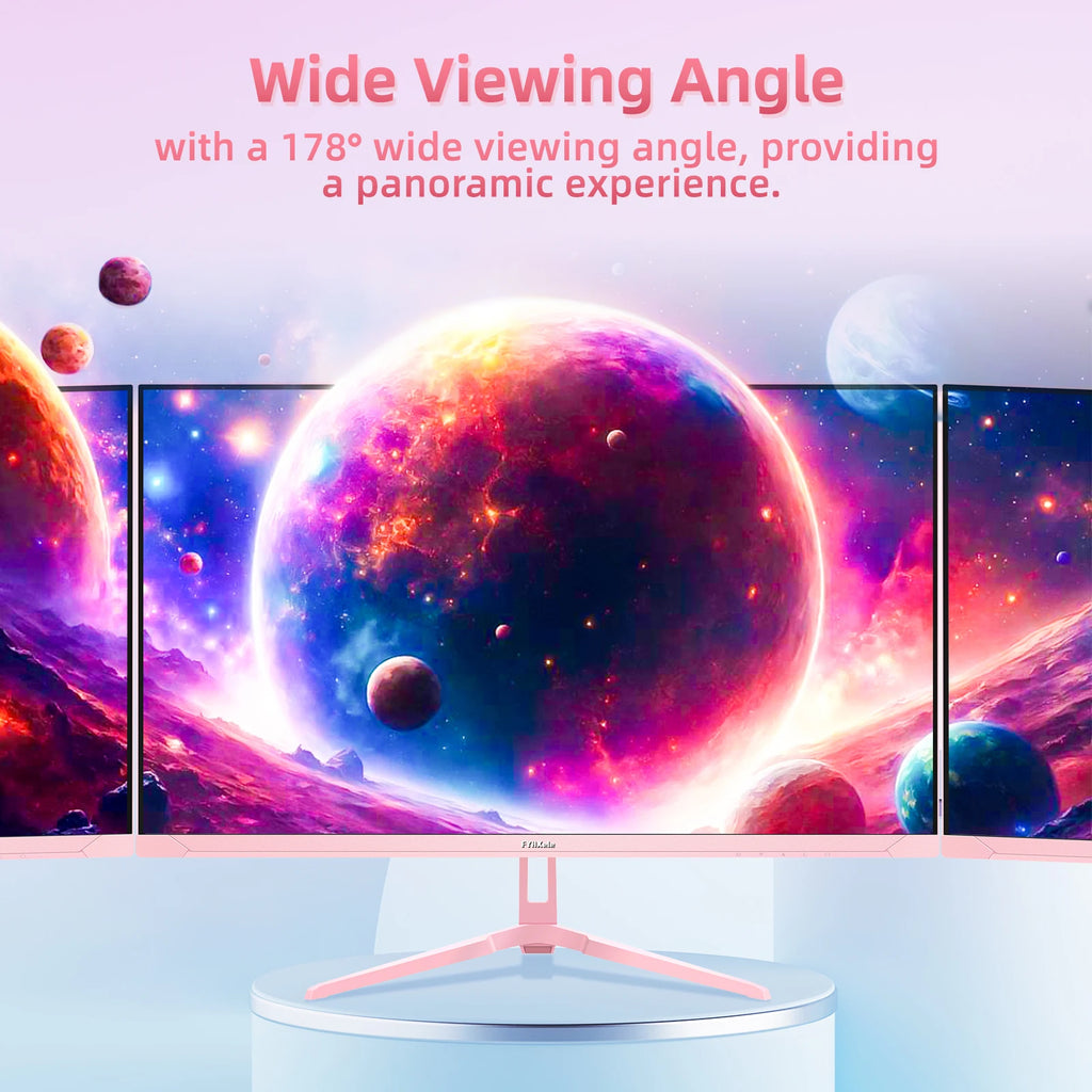 FYHXele 24" 200Hz Gaming Monitor FHD 1080P Fast IPS 1ms FreeSync 99% sRGB HDMI DP USB VESA Mountable Pink