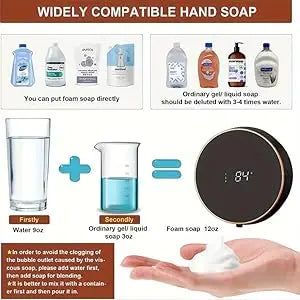 Tidesmit automatic wall-mount foaming soap dispenser with LED temperature display for bathroom and kitchen use