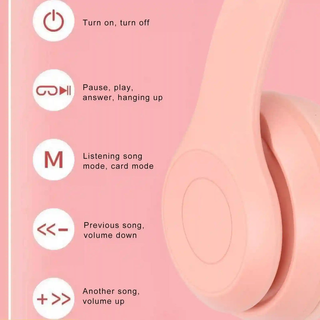 Wireless Over-Ear Headphones in Pink - Studio Sound & Noise Cancellation Tidesmit