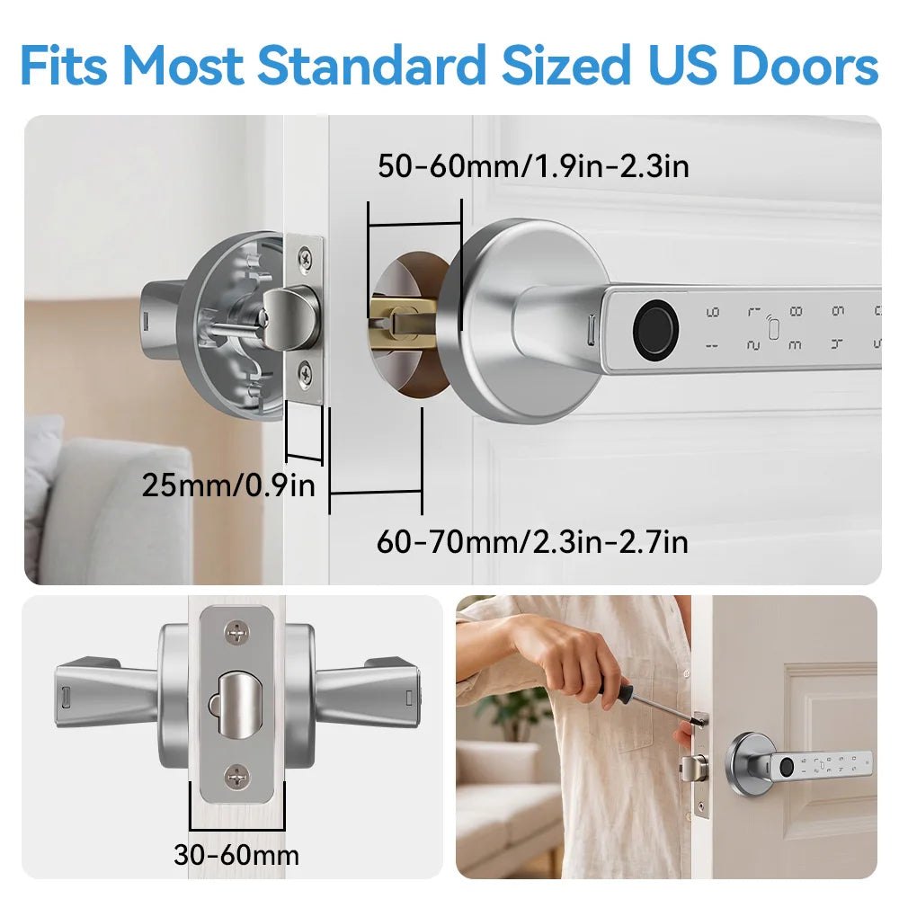 Tuya Bluetooth Smart Door Lock Fingerprint Keyless Entry Smart Life Control Auto Lock One-Time Passcode for Home Office Bedroom
