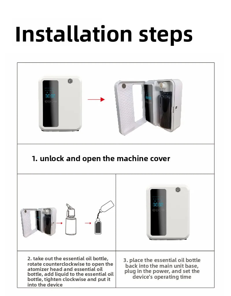 500ML Waterless Fragrance Scent Machine Oil Aroma Diffuser with Bluetooth/wifi App Control for Home Office Hotel 12V