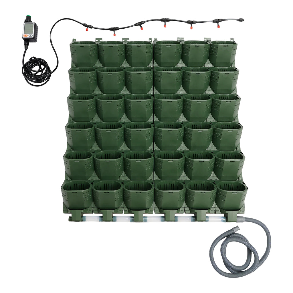 36 Cups Vertical Wall Planter Kit W/Auto Drip Irrigation Smart Timer & LCD Display Home Garden Grow Bag Garden Planter