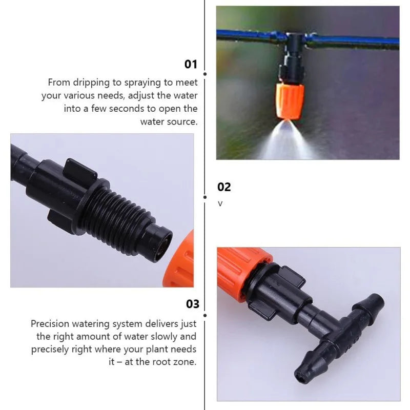 ZK Water Saving Drip Irrigation Kit, 8-Hole Drip Atomizing Nozzle, 4/7 Tubing, C Y Stake for Garden Farm Multi-Scenario Watering