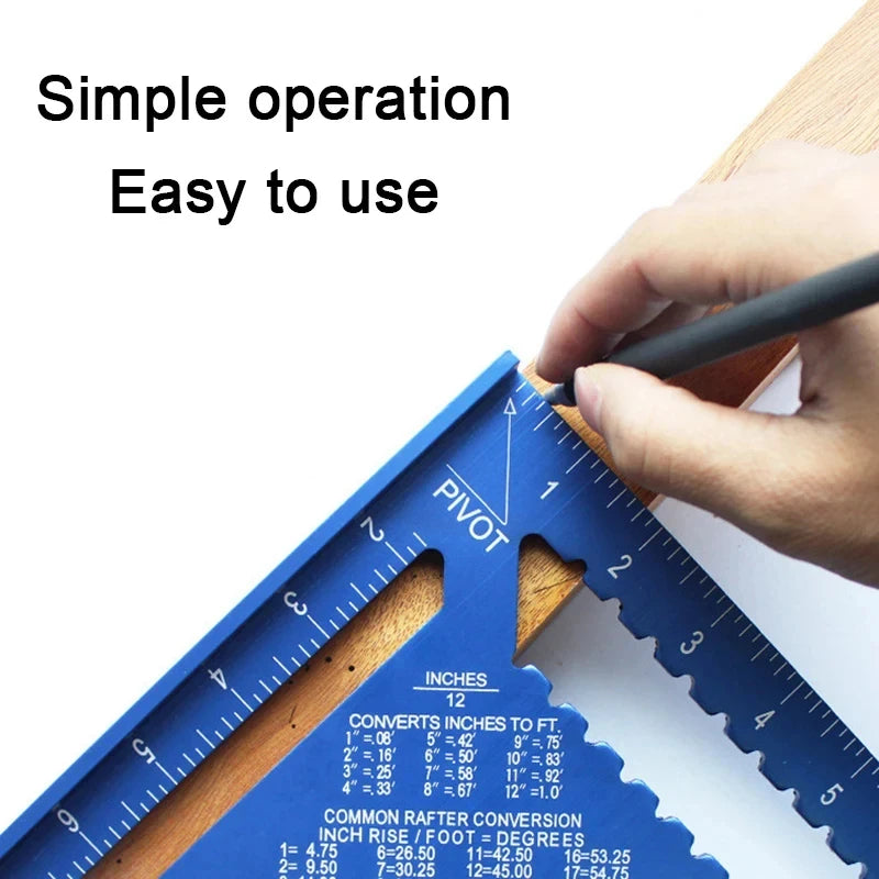 New 7Inch Triangle Ruler Measurement Tool Aluminium Alloy Carpenter Tools Inch Metric Angle Ruler Speed Square Woodworking Tools