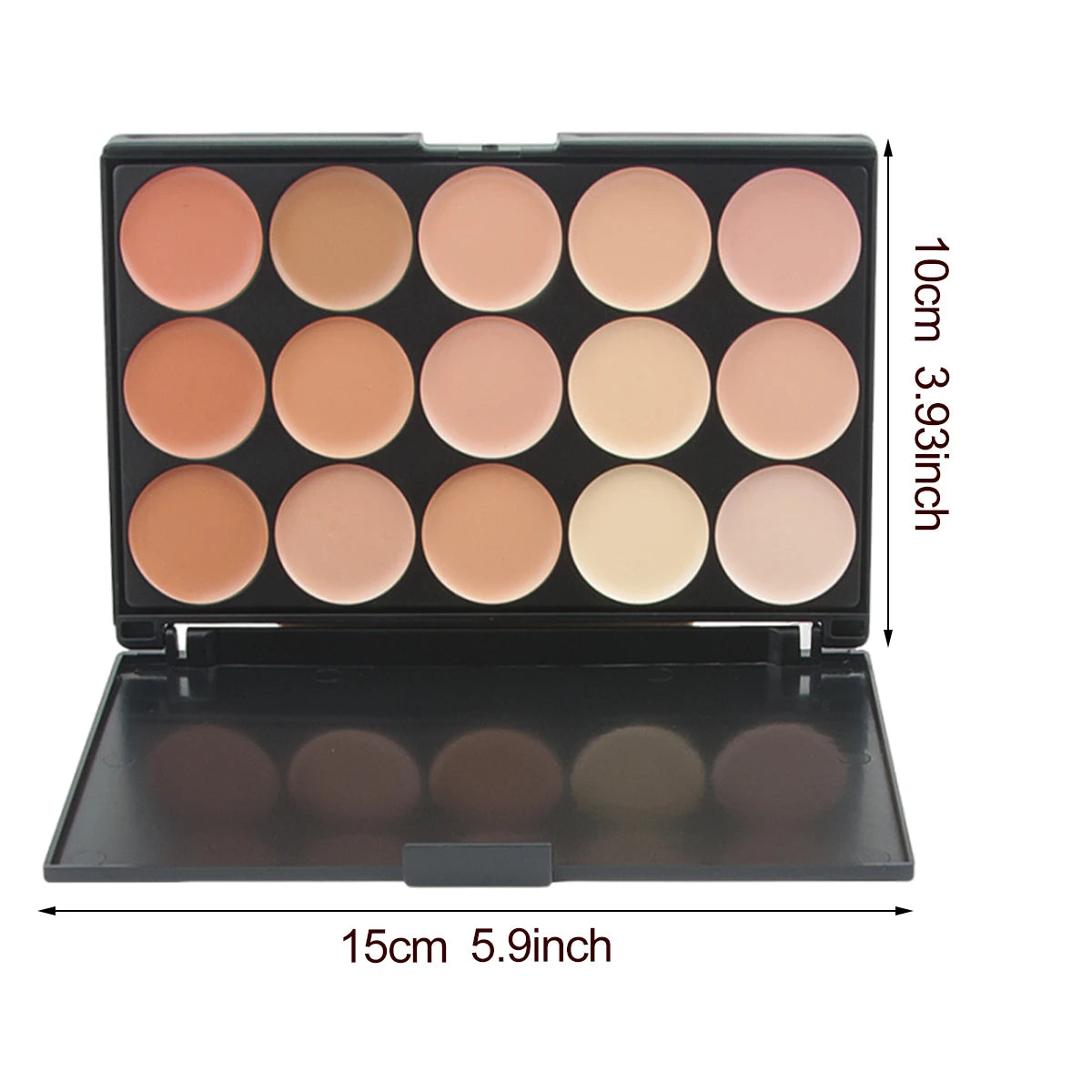 Tidesmit 15 color professional face makeup concealer palette showing creamy texture and shade swatches