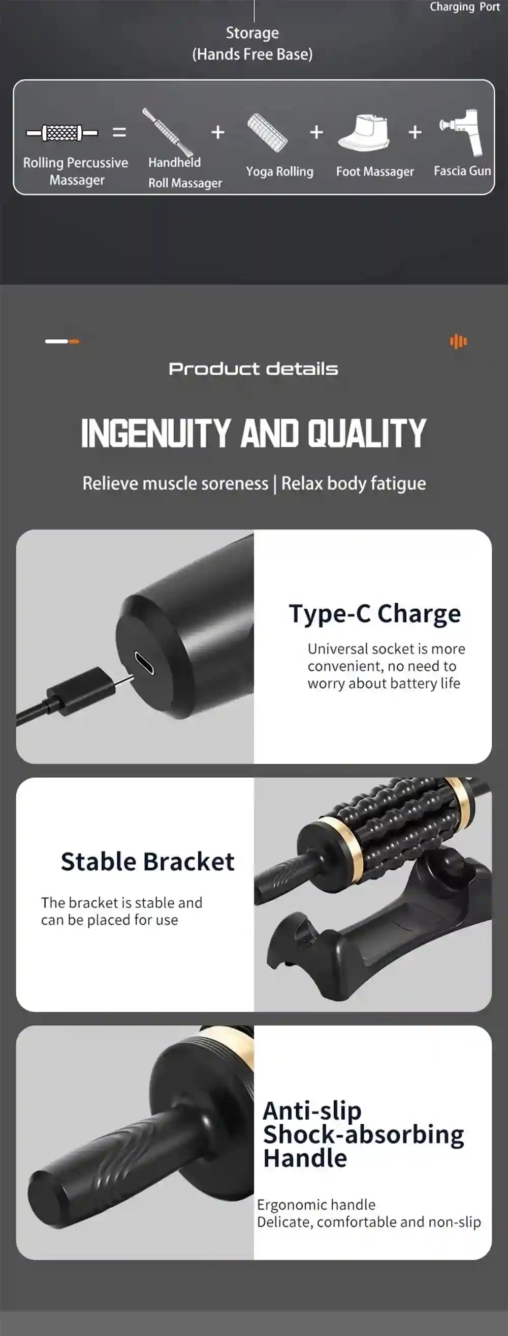Electric Massager for Deep Muscle Relief - Rechargeable Wellness Device Massage Roller Tidesmit