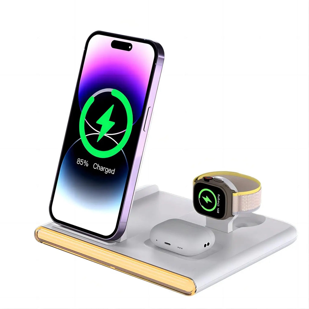 4-in-1 Wireless Charging Station - Qi Certified Multi-Device Fast Charger WHITE Tidesmit