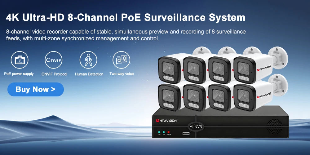 4K 8MP Auto Focus Poe Ip Camera  AI Face Detection Humanoid Video Surveillance Cameras Home Security Camera Outdoor CCTV