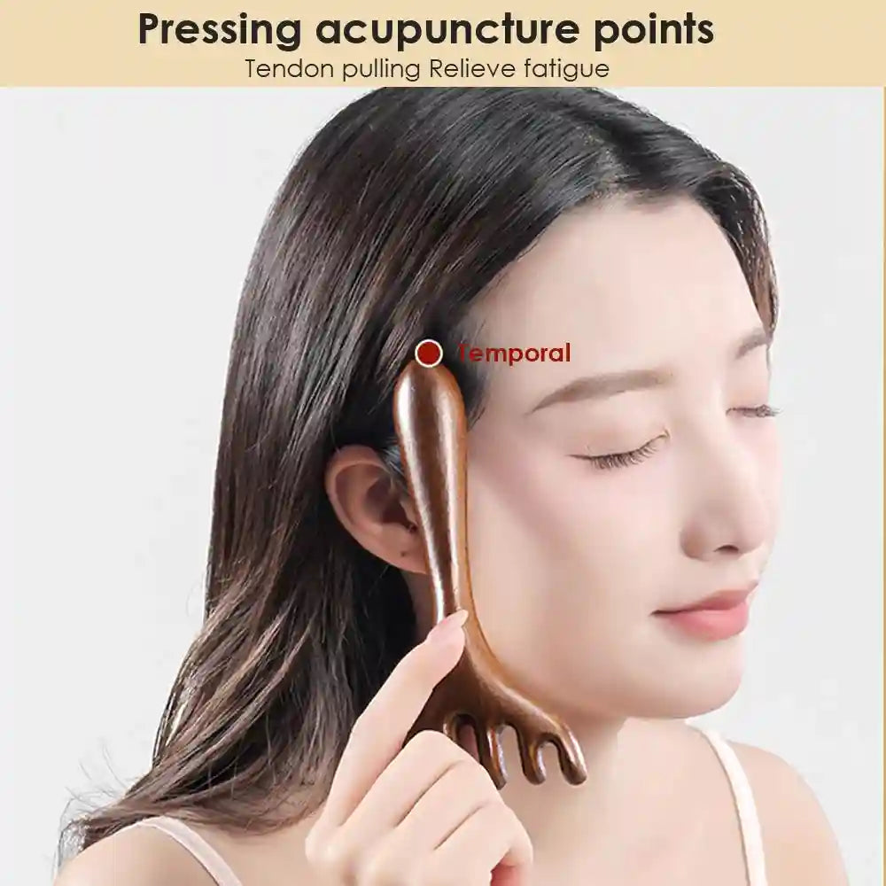 Sandalwood Facial Meridian Comb for Lymphatic Drainage | Tidesmit Massage Roller Tidesmit