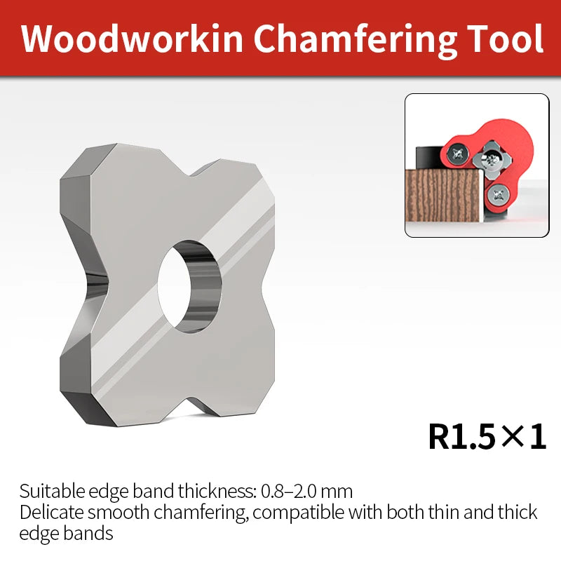 R1.5 chamfering edge trimming blade, gray metal insert with center hole