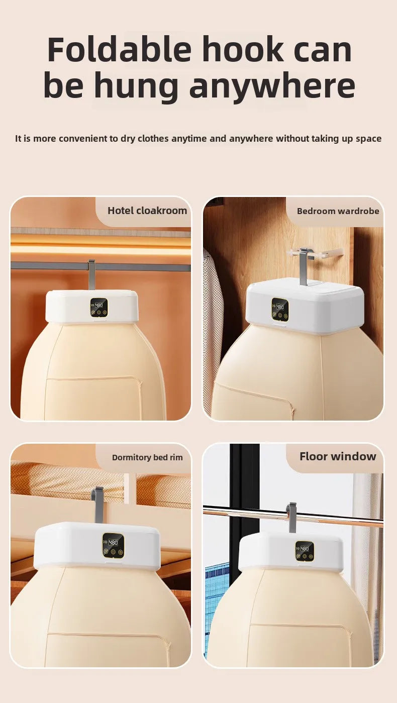 Tidesmit portable foldable laundry dryer machine showing 360-degree hot air drying features for socks and underwear