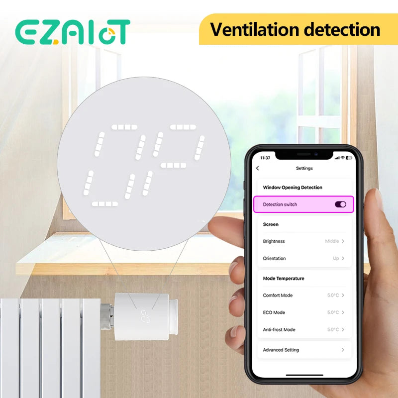 Tidesmit Smart Thermostat Radiator Valve WiFi Zigbee App Control Tidesmit