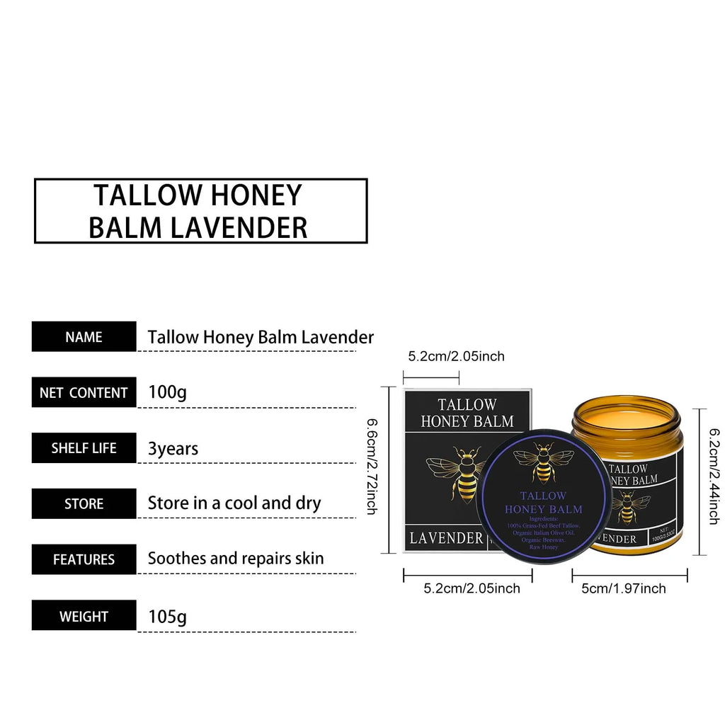 3Designs Natural Grass Fed Beef Tallow Honey Balm Lasting Hydrating Skin Improve Elasticity Korean Face Body Moisturizer Lotion