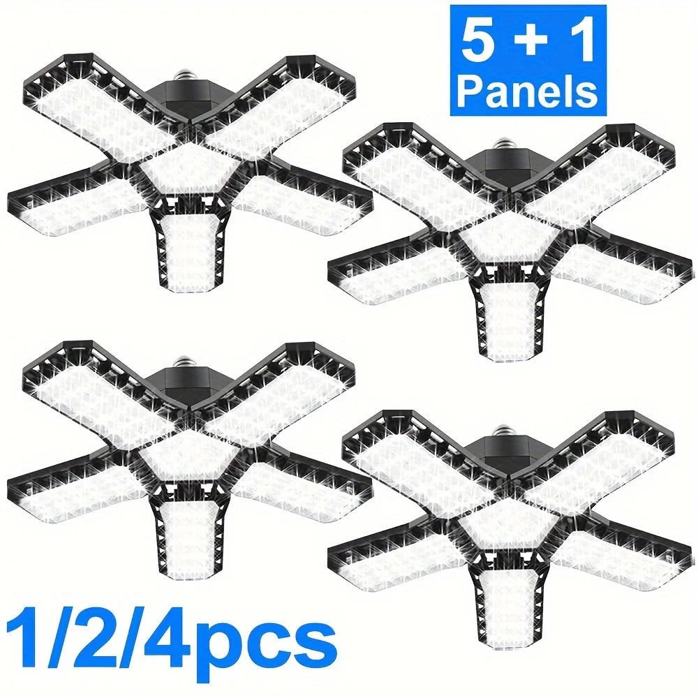 1/2/4PCS LED Garage Lights with 5+1 Adjustable Panels E26/E27 Ceiling Lamp Super Bright LED Shop Light for Industrial Lighting