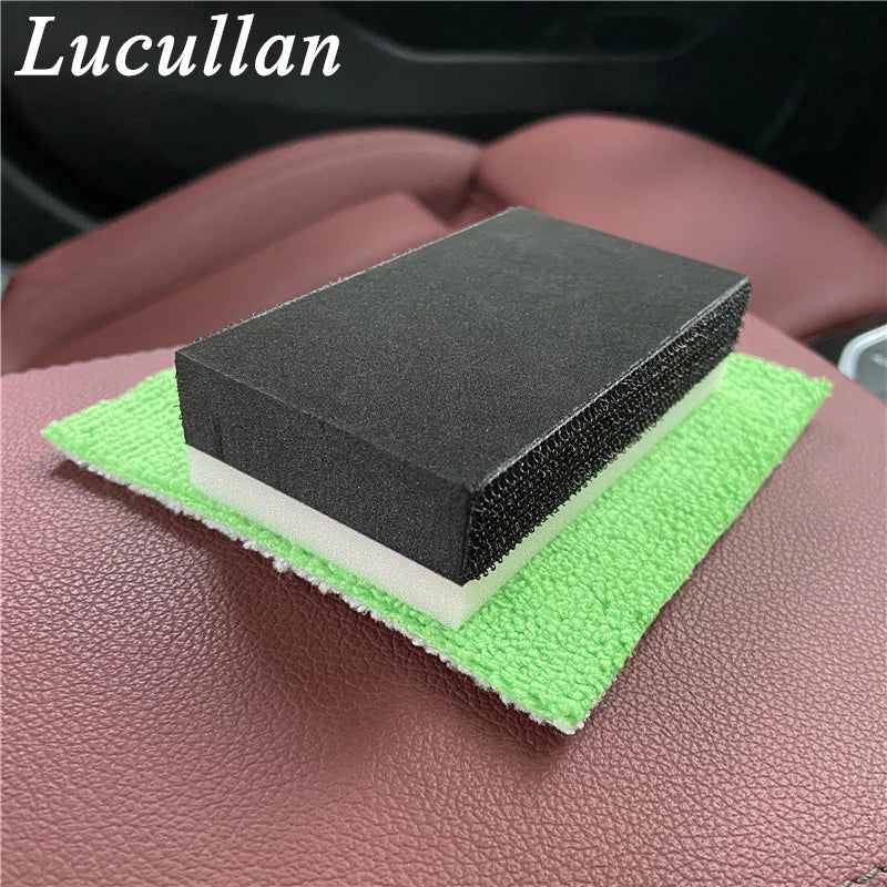 Lucullan Portable Ceramic Coating Applicators Thick Cloth+ Foam Block with Double Side Hook and Loop