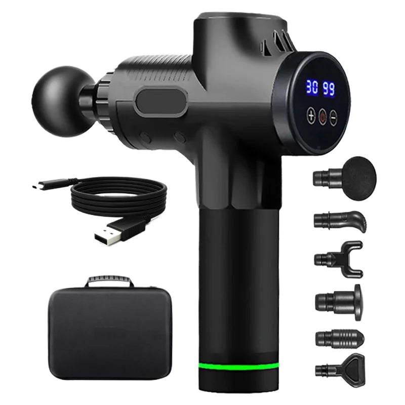 Deep Tissue Massage Gun - Portable Percussion Muscle Recovery Tool Relaxation Treatment New-TypeC-Black Type C Charge