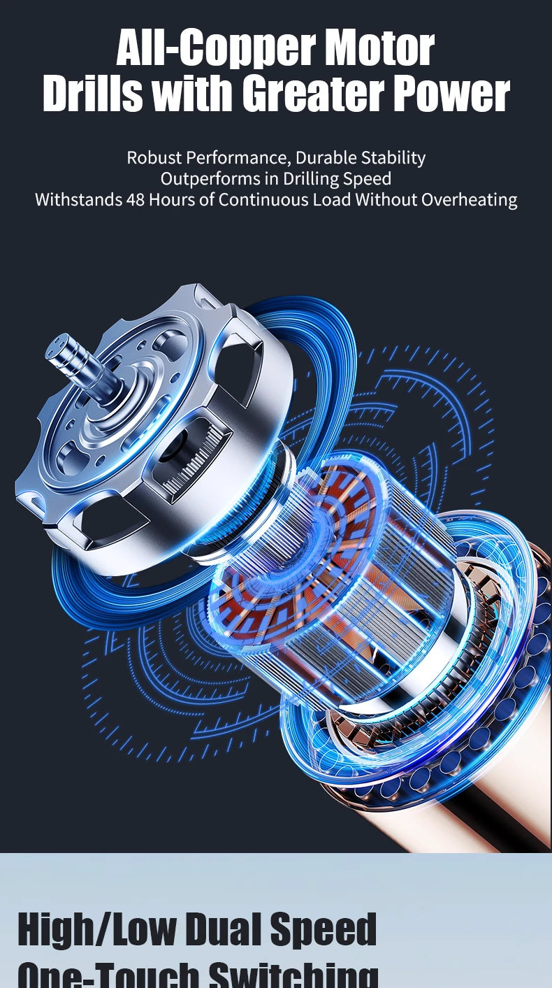 Mamidw Brushless Lithium Electric Drill 1850RPM High Speed Cordless Power Drill for Metal Wood Drilling Furniture Screw Fastening, For Makita 18V Battery PIN