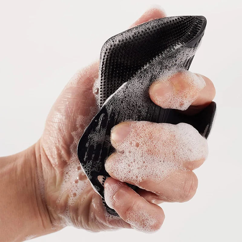 Silicone Body Scrubber: Gentle Exfoliating Bath Brush, Black Scrubs Treatments Tidesmit