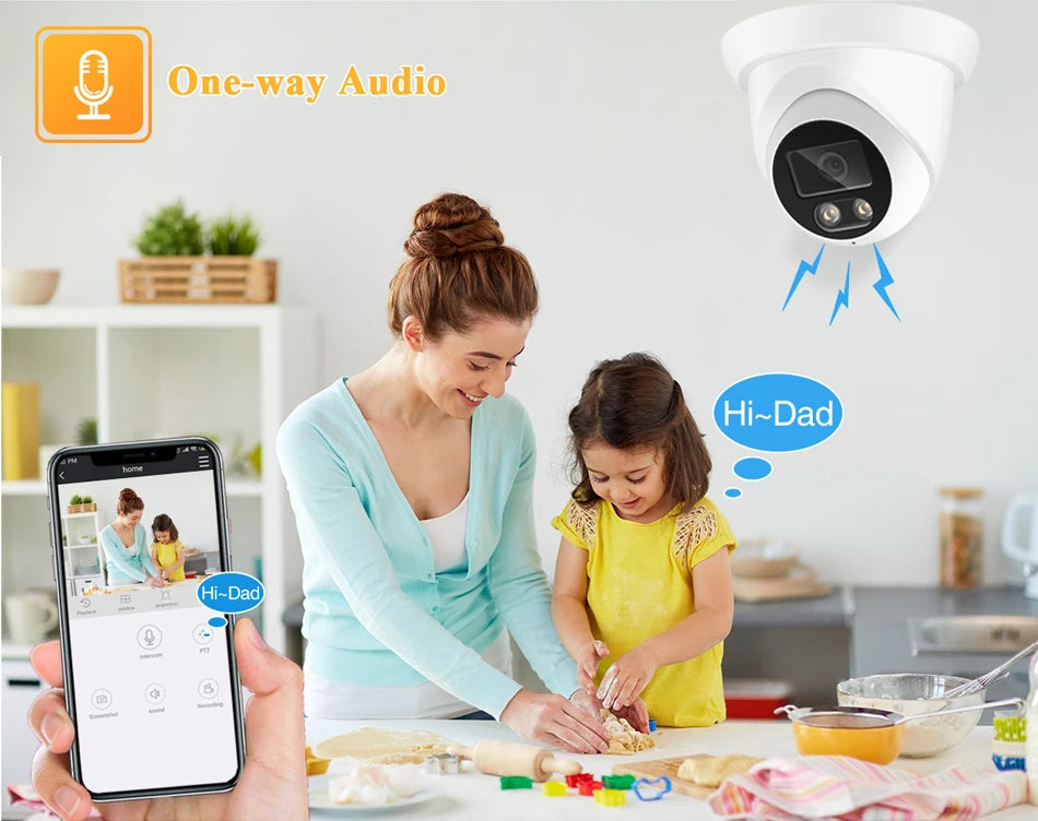 ASECAM 4K 8MP IP Camera Outdoor Audio POE H.265 Onvif Wide Angle 2.8mm AI Humanoid detection Home CCTV Surveillance Camera
