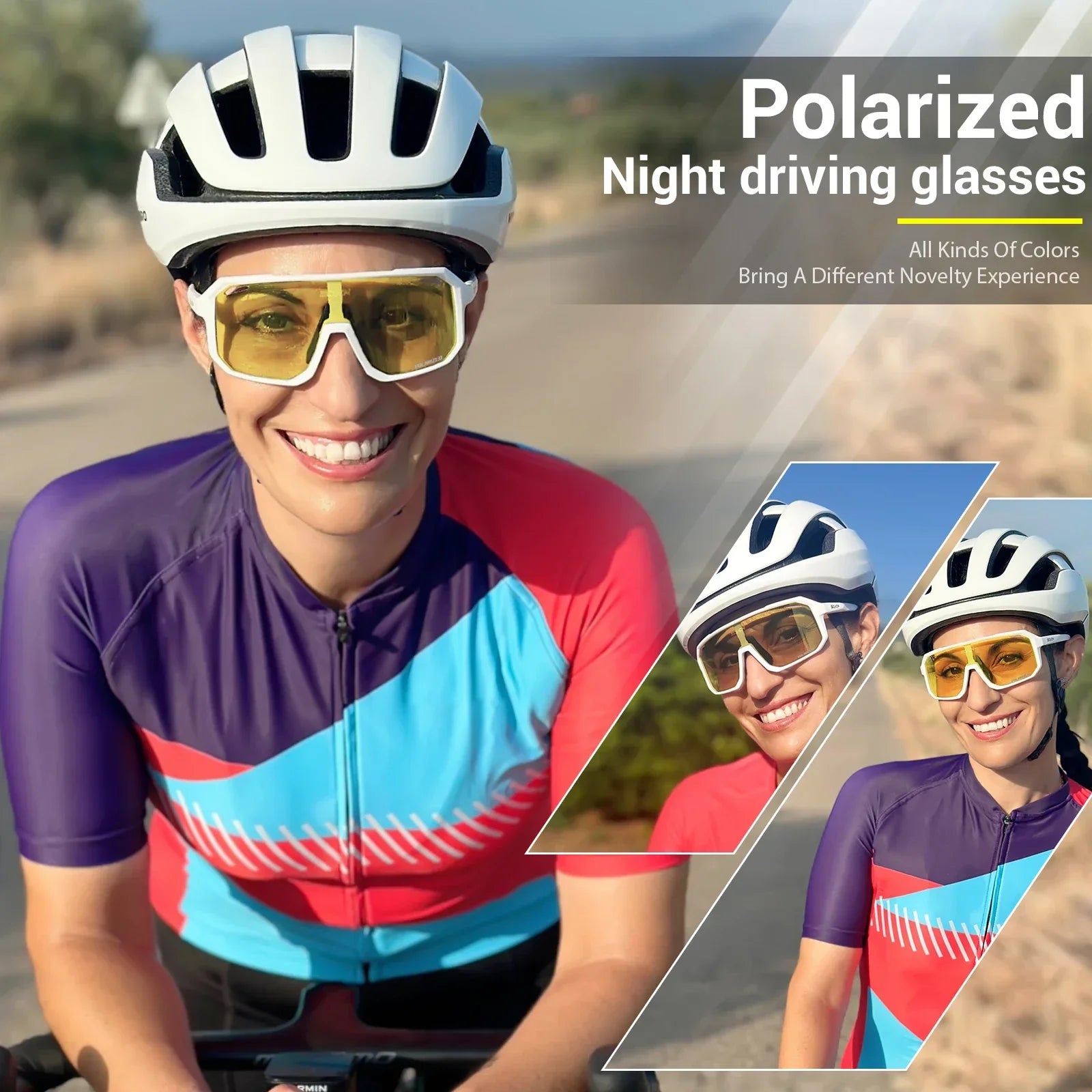 SCVCN New Yellow Polarized Night Cycling Sunglasses Bike MTB Motorcycle Glasses Outdoor Sports Fishing UV400 Glasses Men Women