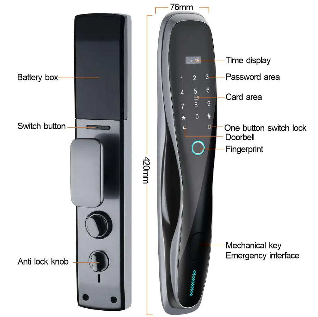 Tuya Digital Electric Fingerprint Smart Lock for Outdoor Wood Door Security Key WiFi Connectivity Waterproof 1pcs Memory Card