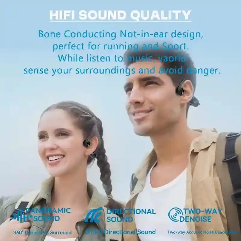 Bone Conduction Wireless Headphones - Open-Ear Bluetooth Sports Audio Tidesmit