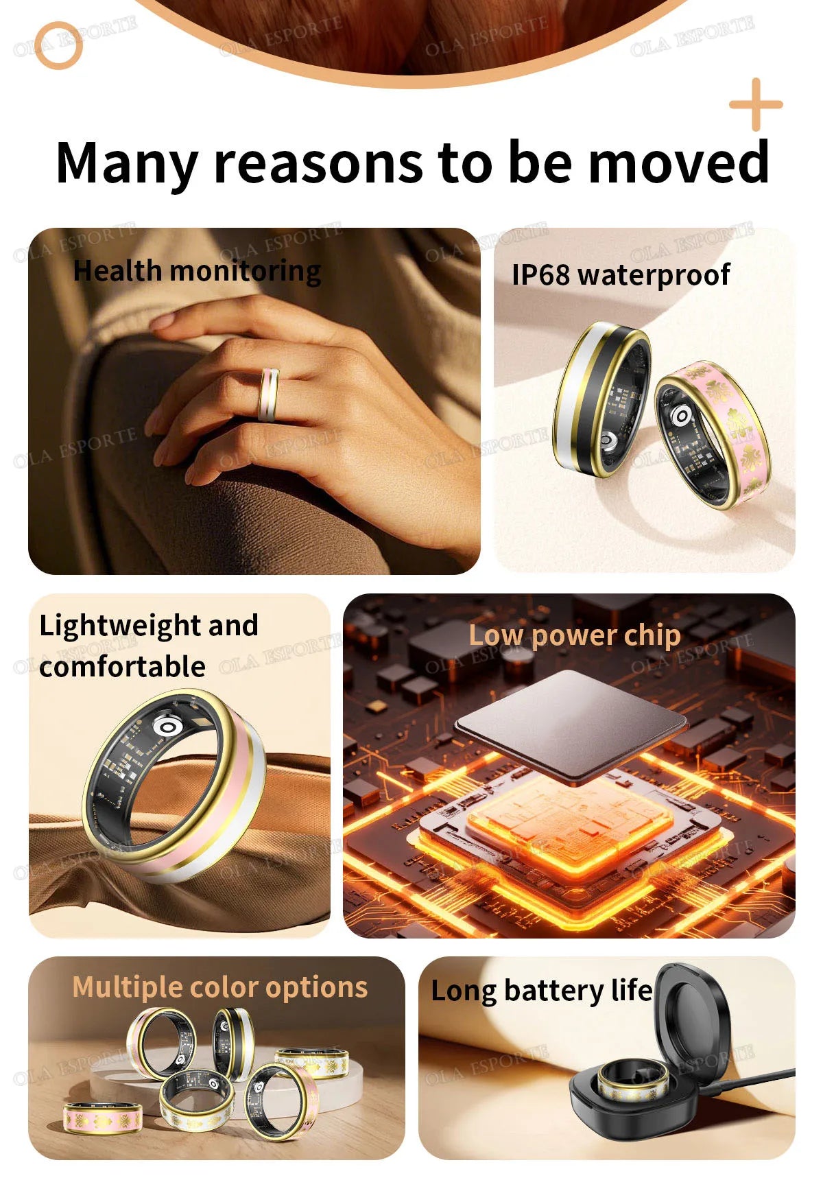 Bluetooth Smart Ring Men Women Heart Rate Blood Oxygen Health Monitor Gesture Control Waterproof Sports Various styles Smartring