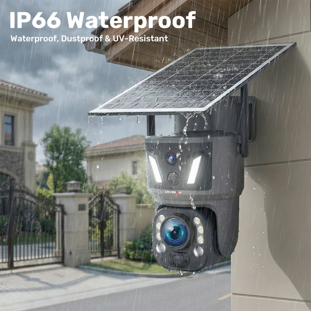 LS VISION 99X Optical Zoom Dual Screen Solar Camera Outdoor 4K 4G/WiFi PTZ Dual PIR Detection AI Auto Tracking Security Camera