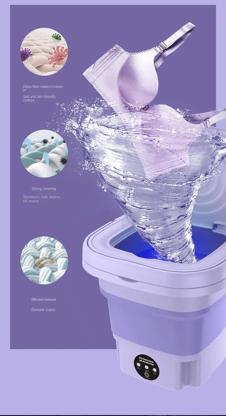 Tidesmit 8L portable foldable washing machine featuring integrated spin dryer for compact laundry cleaning