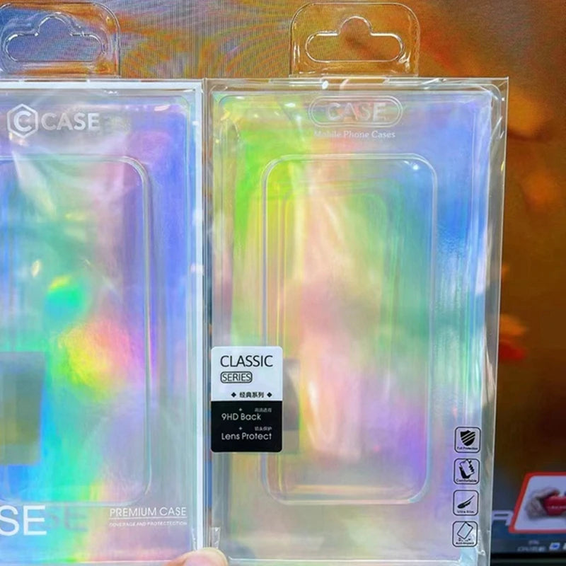 Phone Case Retail Packaging Box - Universal Clear PVC Display Black Laser Packaging Box Tidesmit