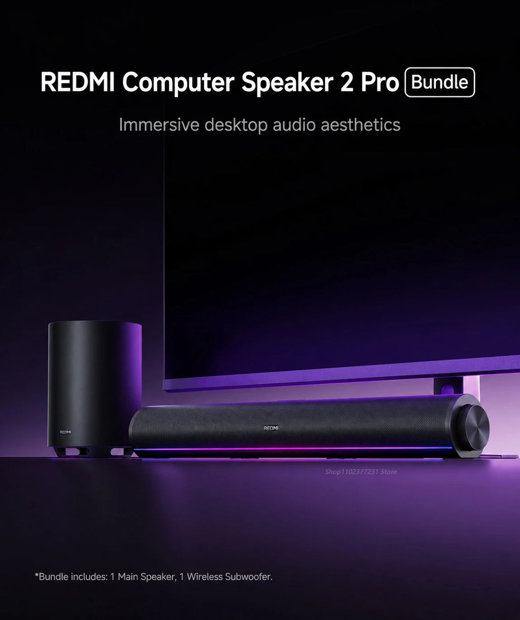 NEW Mijia REDMI Computer Speaker 2 Pro Set Four-Unit Two-Channel Stereo RGB Ambient Light Bluetooth 5.0 Built-in Microphone CN