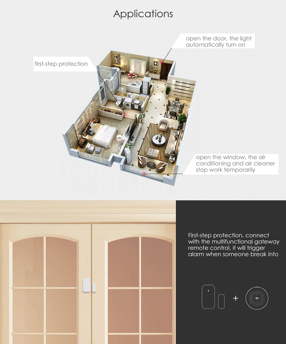 24H Shipping Aqara Window Door Sensor MCCGQ11LM Zigbee Connect Smart Home Security Alarm System Work with Xiaomi & Apple Homekit