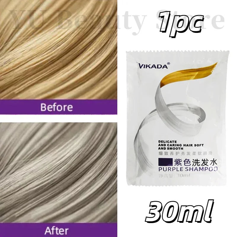Professional Remove Yellow Shampoo Bleached Hair Anti-Yellow Lock-Color Shampoo Silver White Gray Smooth Shine Fluffy Hair Care