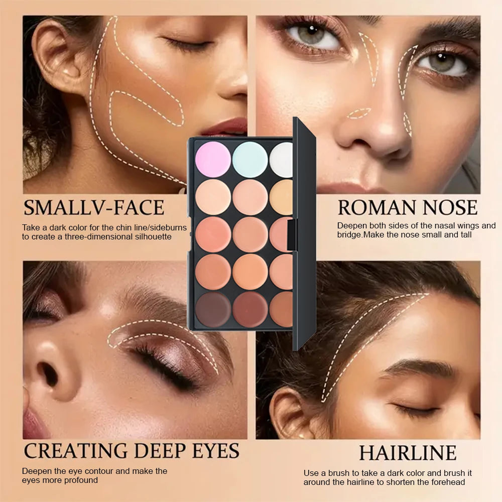 Tidesmit 15 color multifunction concealer palette showing creamy texture and shade swatches for face makeup