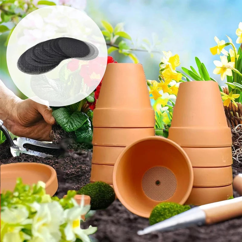Pot Hole Mesh Pad Mat Grid Round Drainage Hole Screen for Pot Bottom Prevent Soil Loss Anti Bonsai Flower Plant Gardening Tools