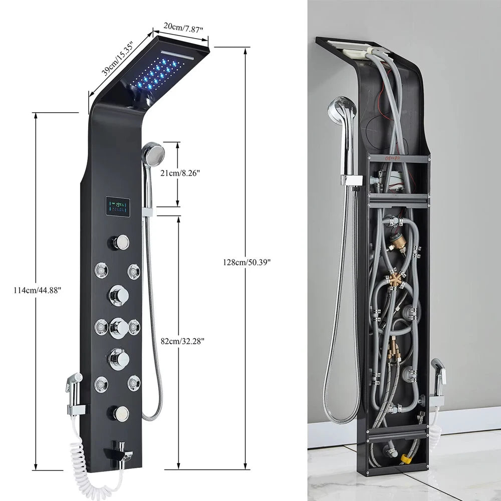 LED Light Shower Faucet Bathroom SPA Massage Jet Shower Column System Waterfall Rain Shower Panel Bidet Sprayer Tap