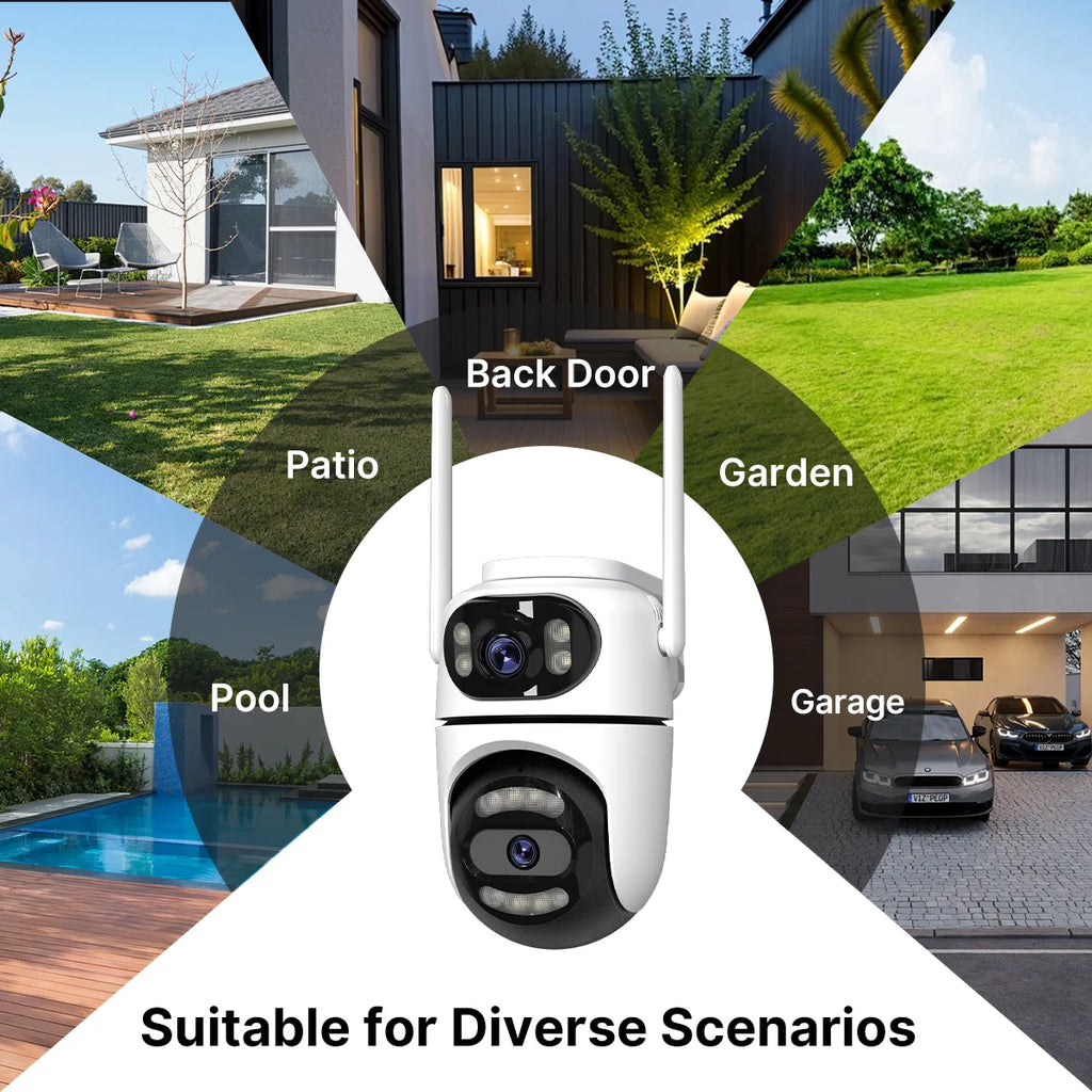 8MP 4K HD Wifi PTZ Camera iCsee APP Dual Lens Dual Screens Video Surveillance IP Camera Ai Tracking Outdoor Home Security CCTV