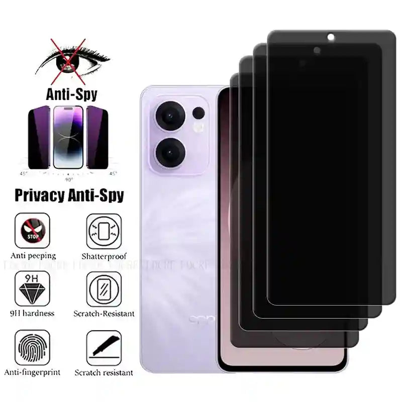Reno 13F Privacy Screen Protector - 4 Pack Anti-Spy 9H Tempered Glass AE Tidesmit