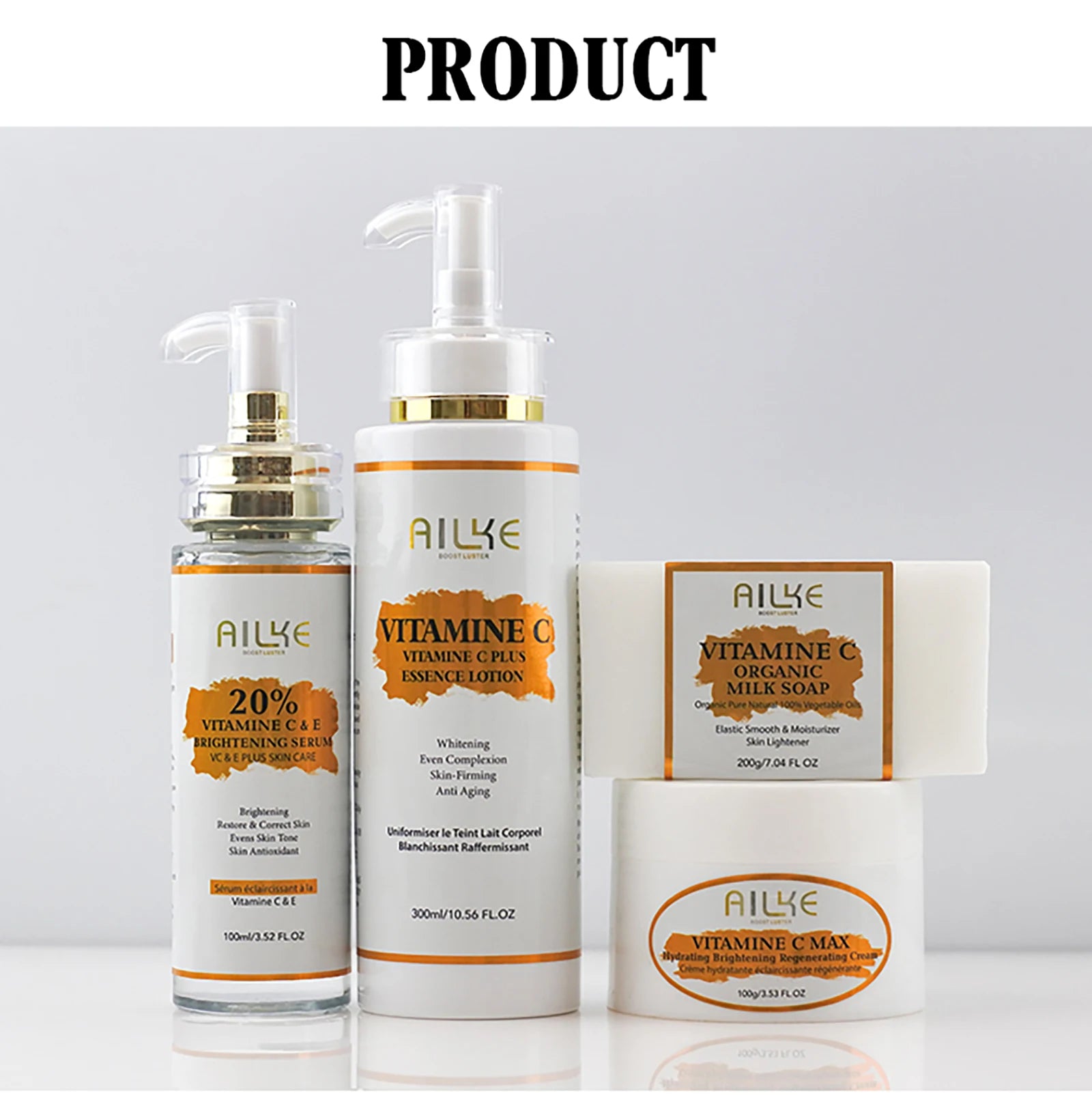Ailke organic milk soaps containing vitamin C, whitening, wrinkle reducing, anti-aging, smoothing, and softening the skin,200g