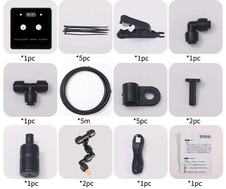 Rainforest Sprayer WiFi Control Automatic Mist Rainforest Timing Spray System Kit Irrigation Timer Reptile Sprayer Humidifier