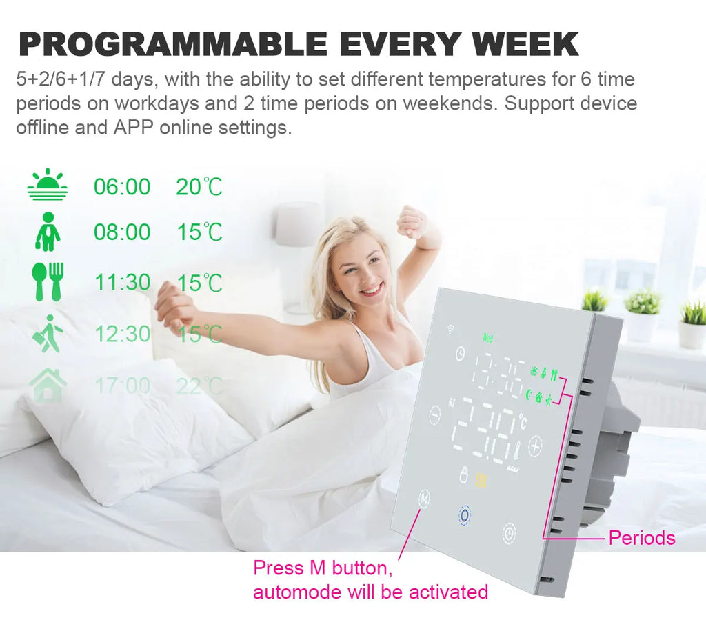 Smart Floor Heating Thermostat WiFi Tuya Temperature Controller Electric/Water/Gas Boiler Remote Thermoregulator Alexa Google