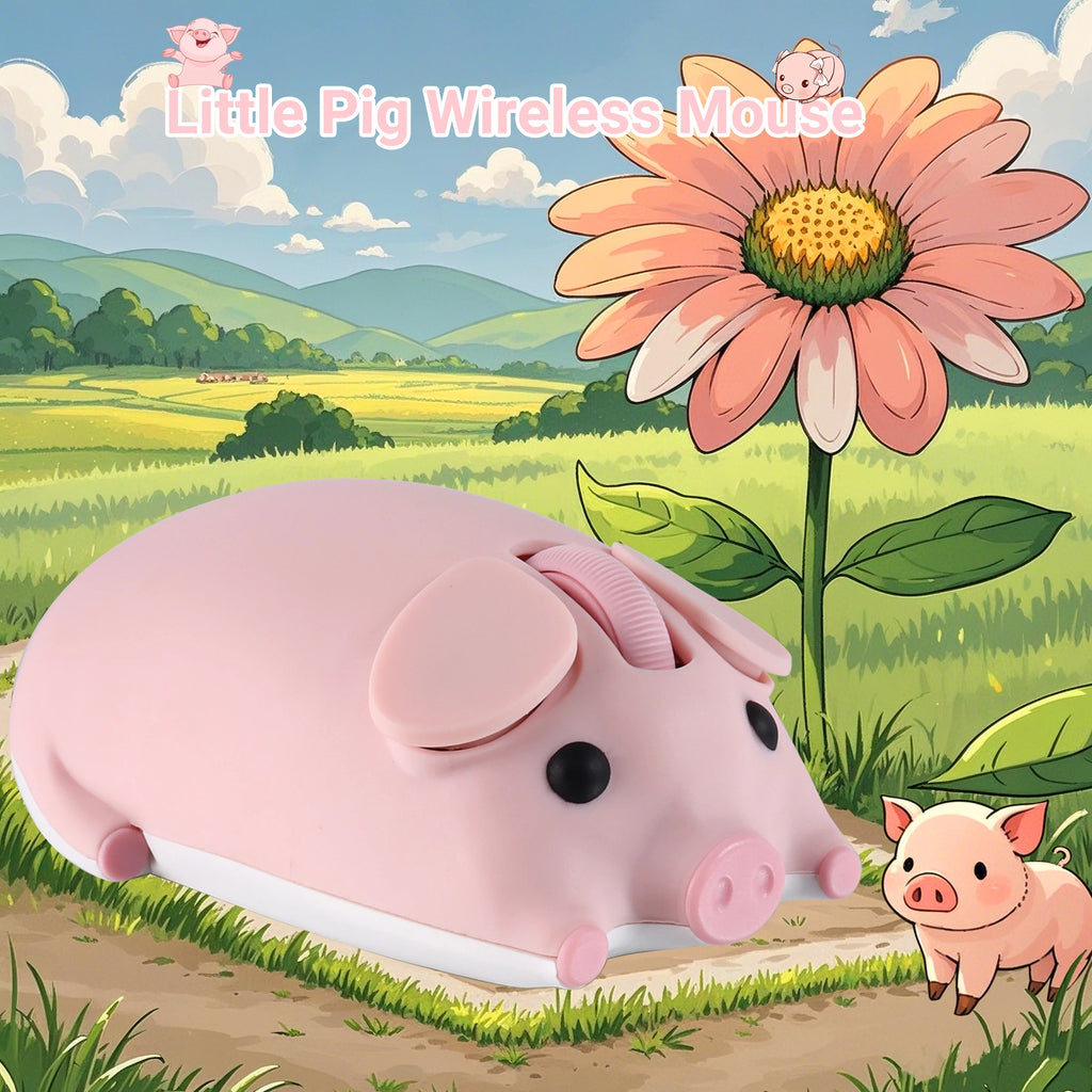 Cute 3D Little Pig Wireless Mouse 2.4G Bluetooth Dual-mode Silent For Women Office Laptop PC
