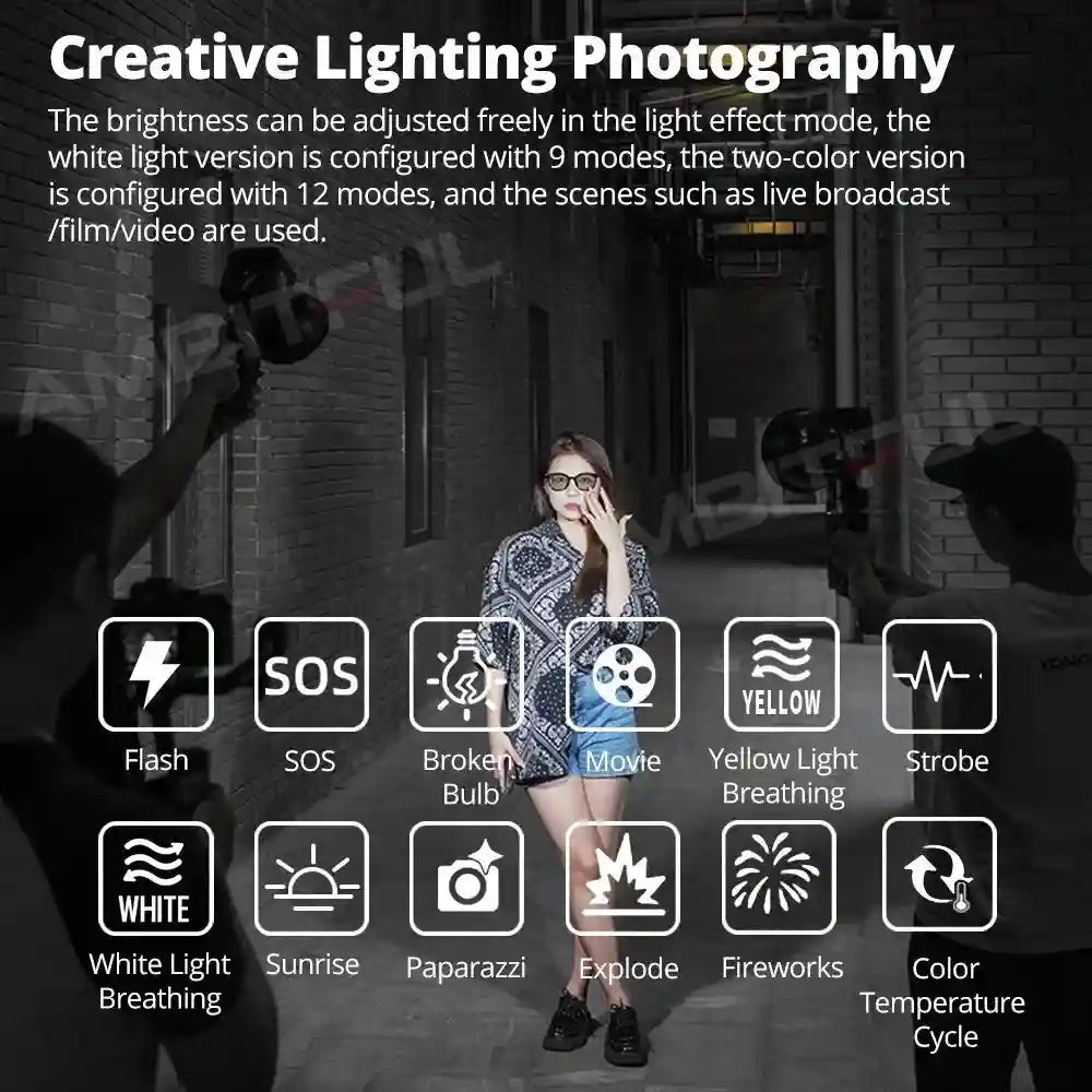 Bi-color LED Video Light: Portable Handheld Studio Lamp for Content Tidesmit