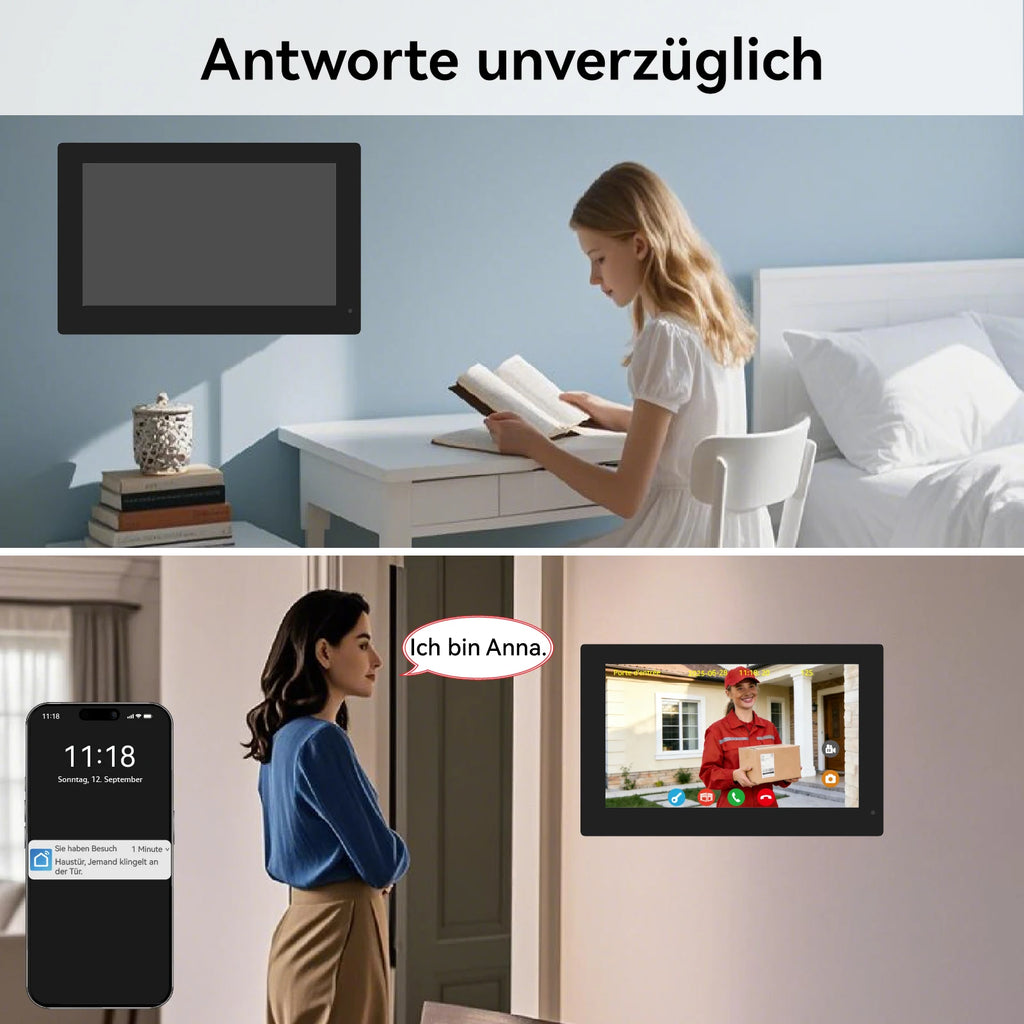 2-4 Unit Home 2 Wire 7inch Touch Video Intercom for Apartments Residential Video Door Phone System with RFID Card APP Unlock ﻿