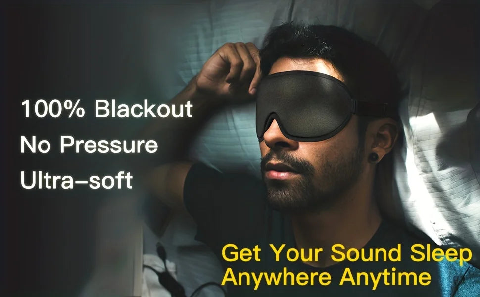 3D Sleep Mask with Integrated Earplugs - Ergonomic Light Blocking Tidesmit
