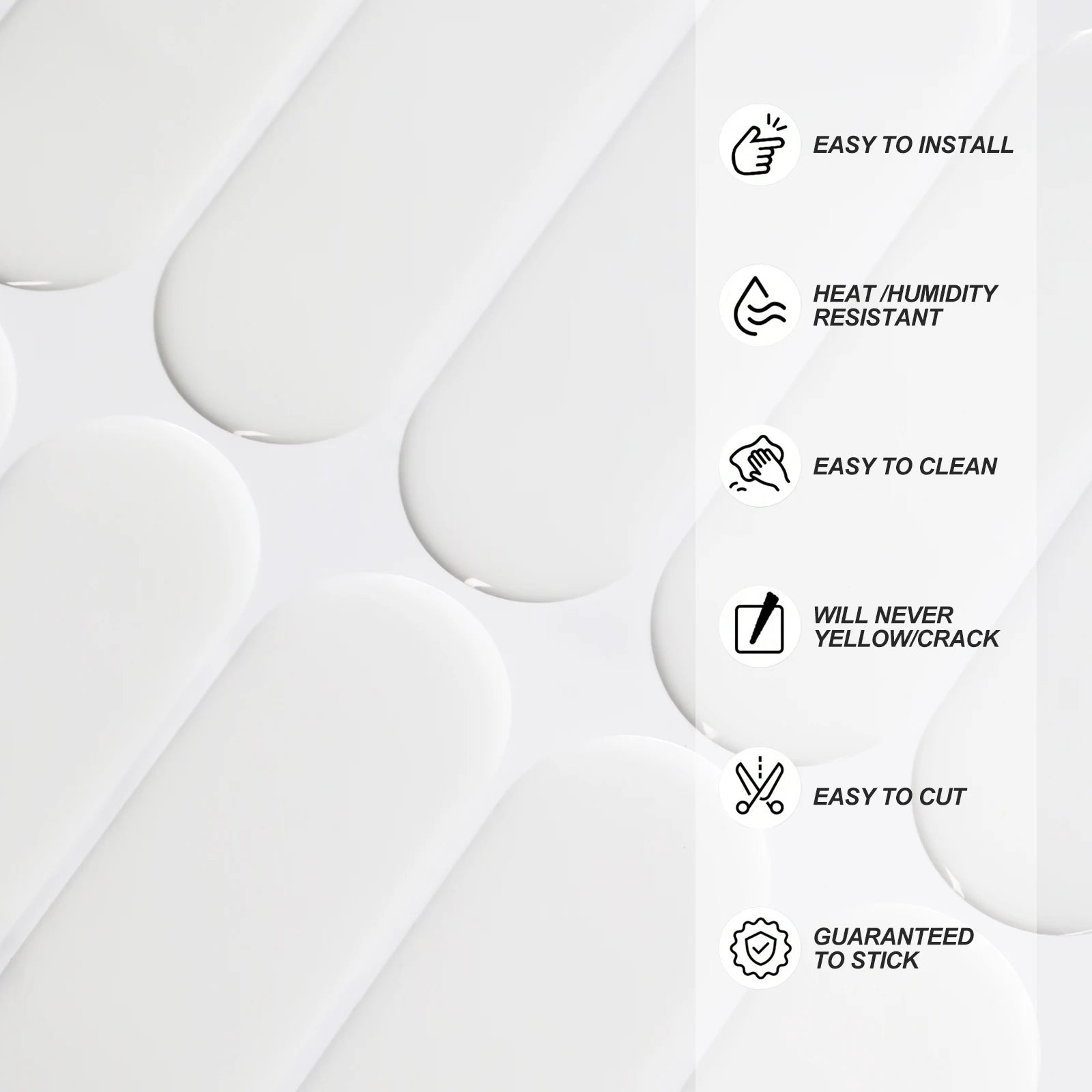 5/10/20PCSWhite Oval 3D Peel and Stick Backsplash Tiles, Waterproof Self Adhesive Wall Stickers for Kitchen Bathroom